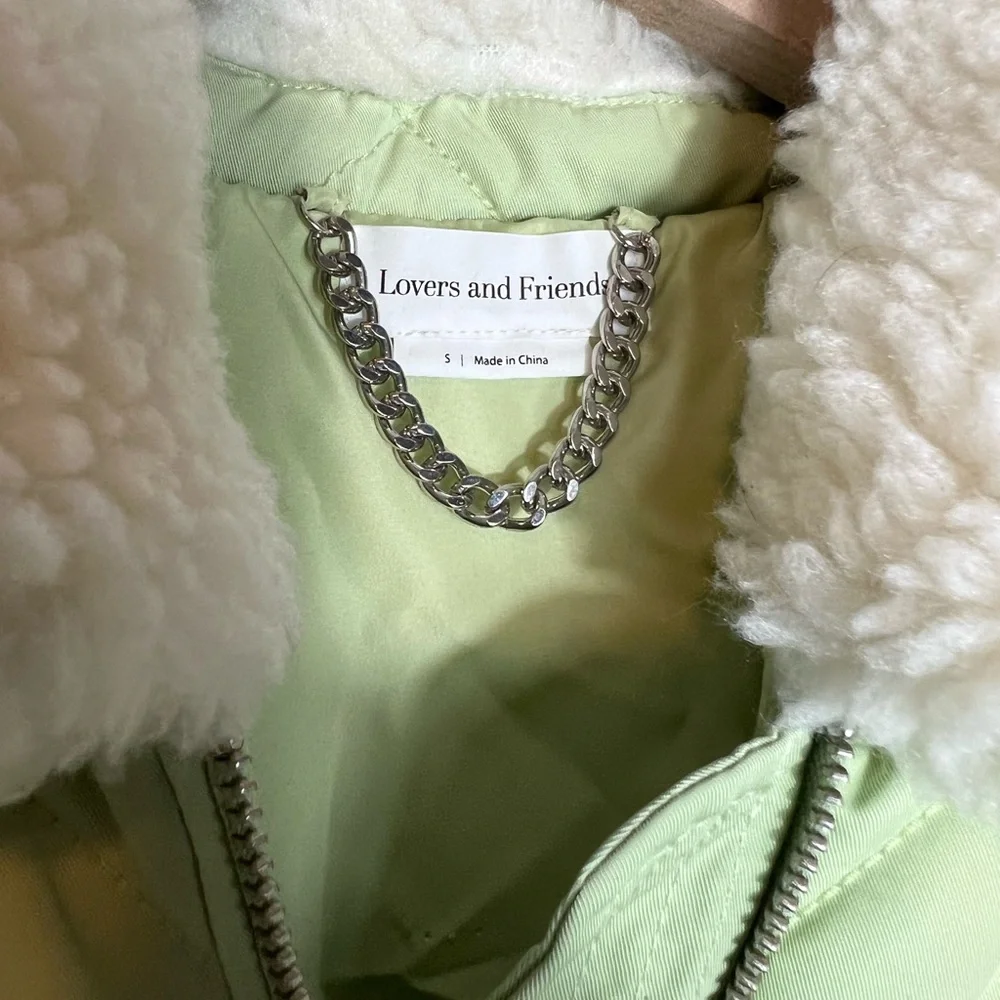 Lovers and Friends Quilted Green Jacket with Faux Fur Collar